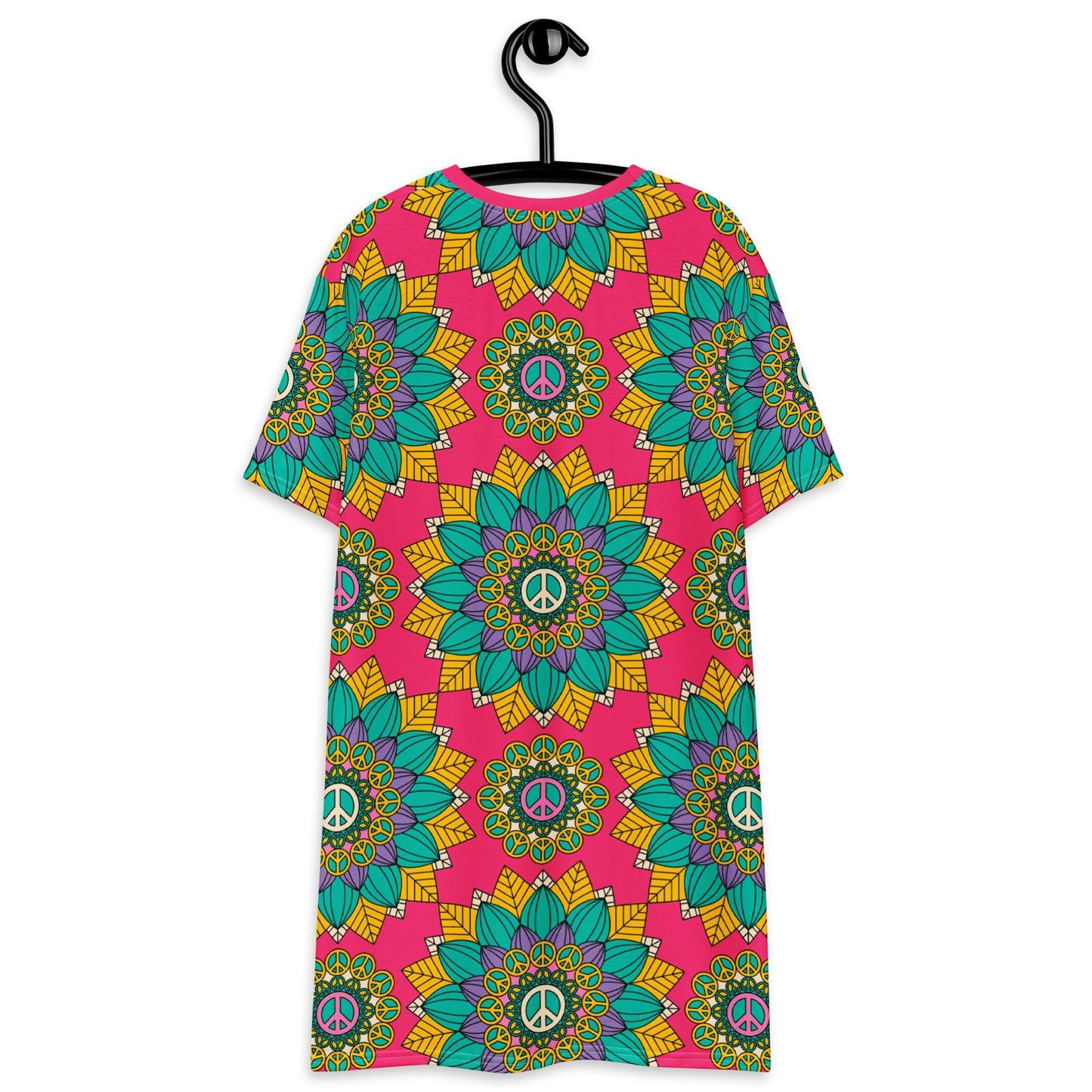 BLOOM WITH PEACE mint pink - T-Shirt Dress