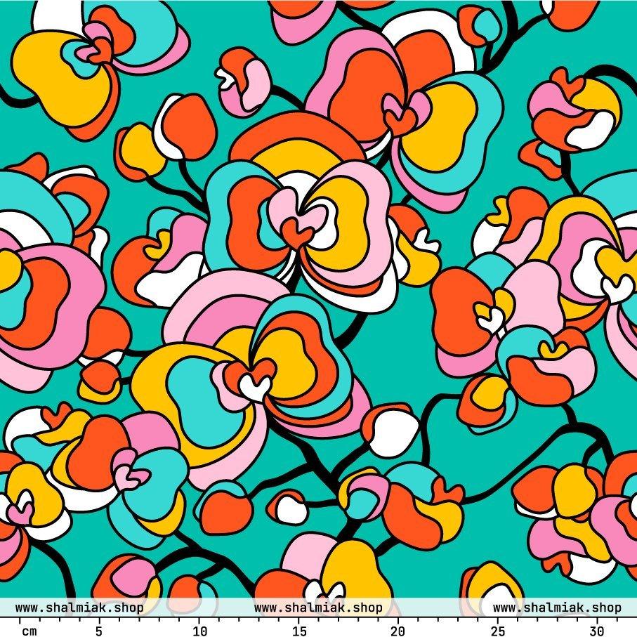 Fabric - JUBILEE mint - Groovy bloom print
