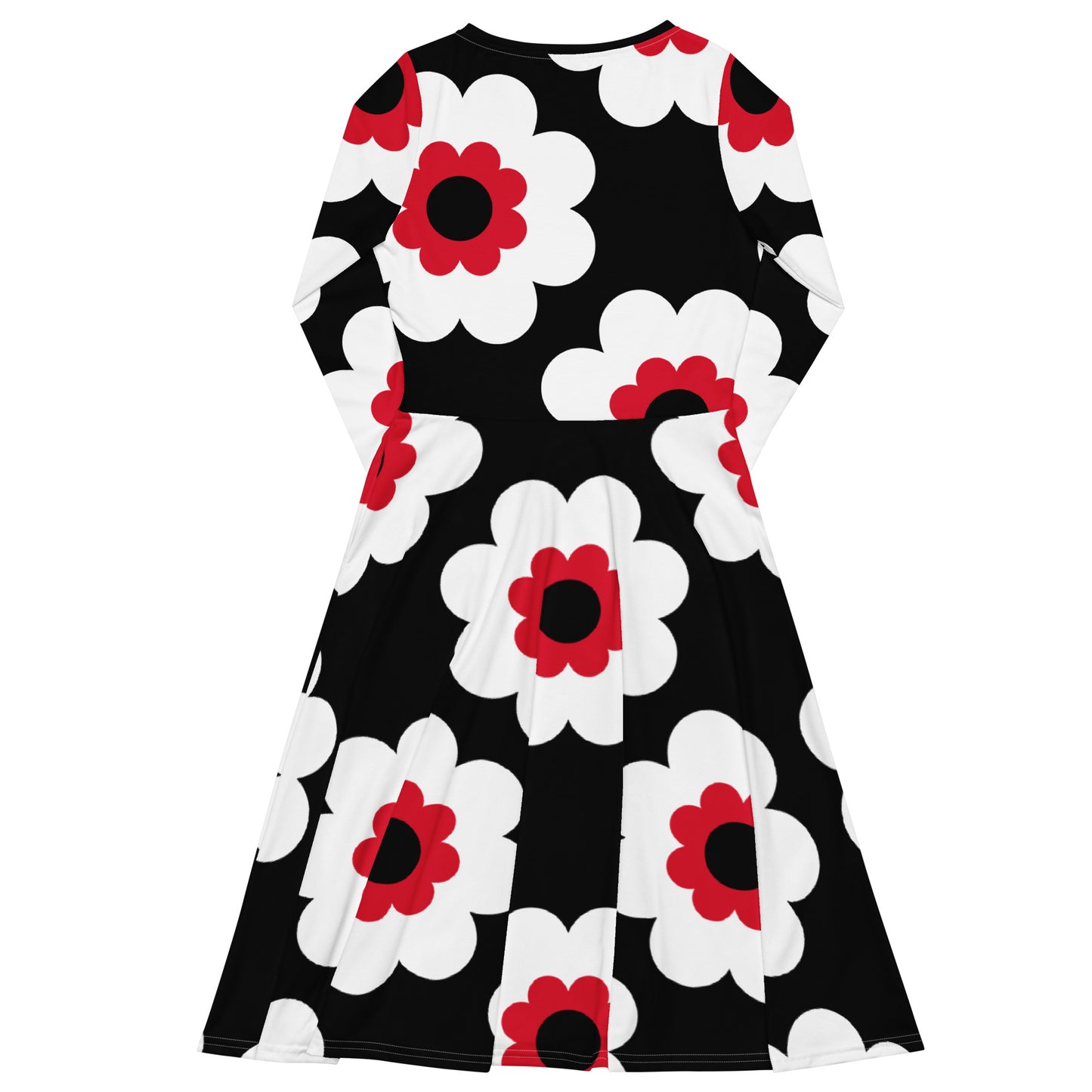 FANCY BLOOM red black - Midi Dress With Pockets