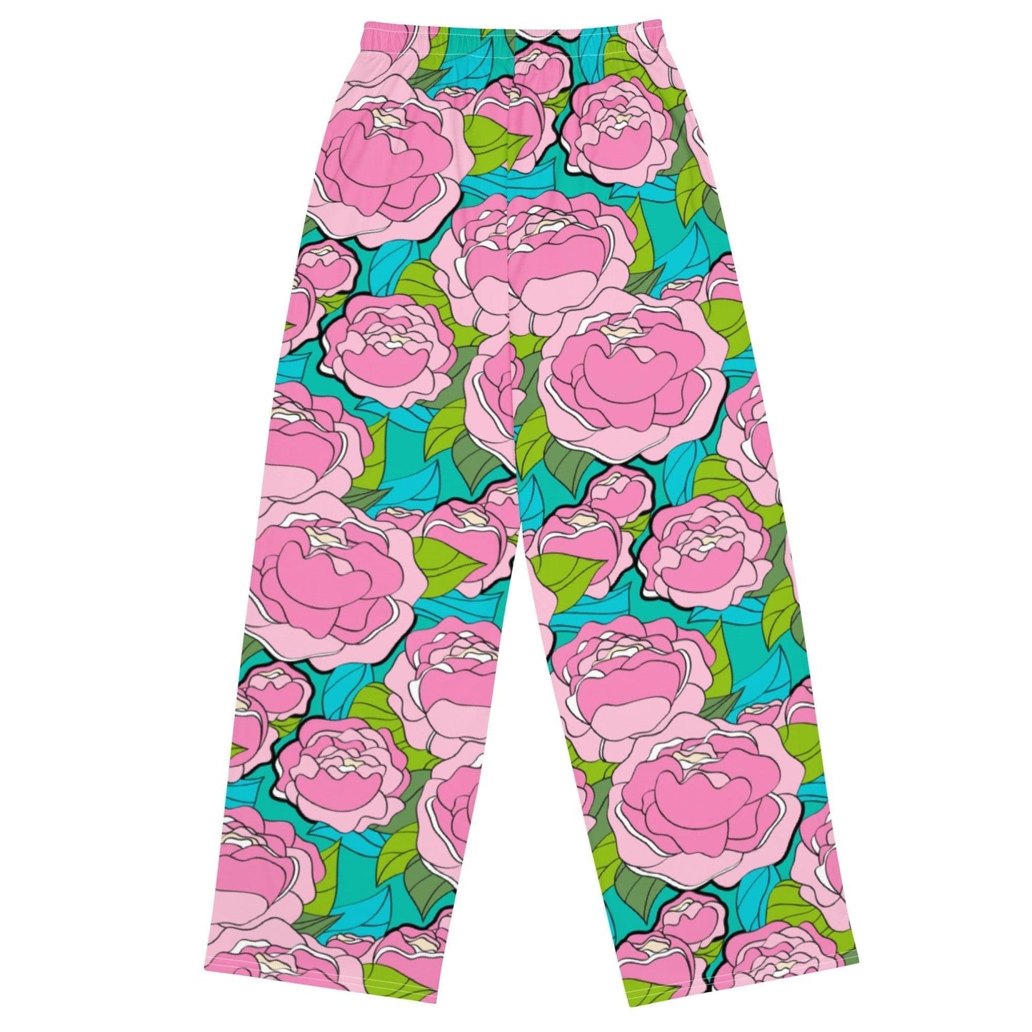 Pants - BE MY ONLY pink turquoise - Bold pink peony print