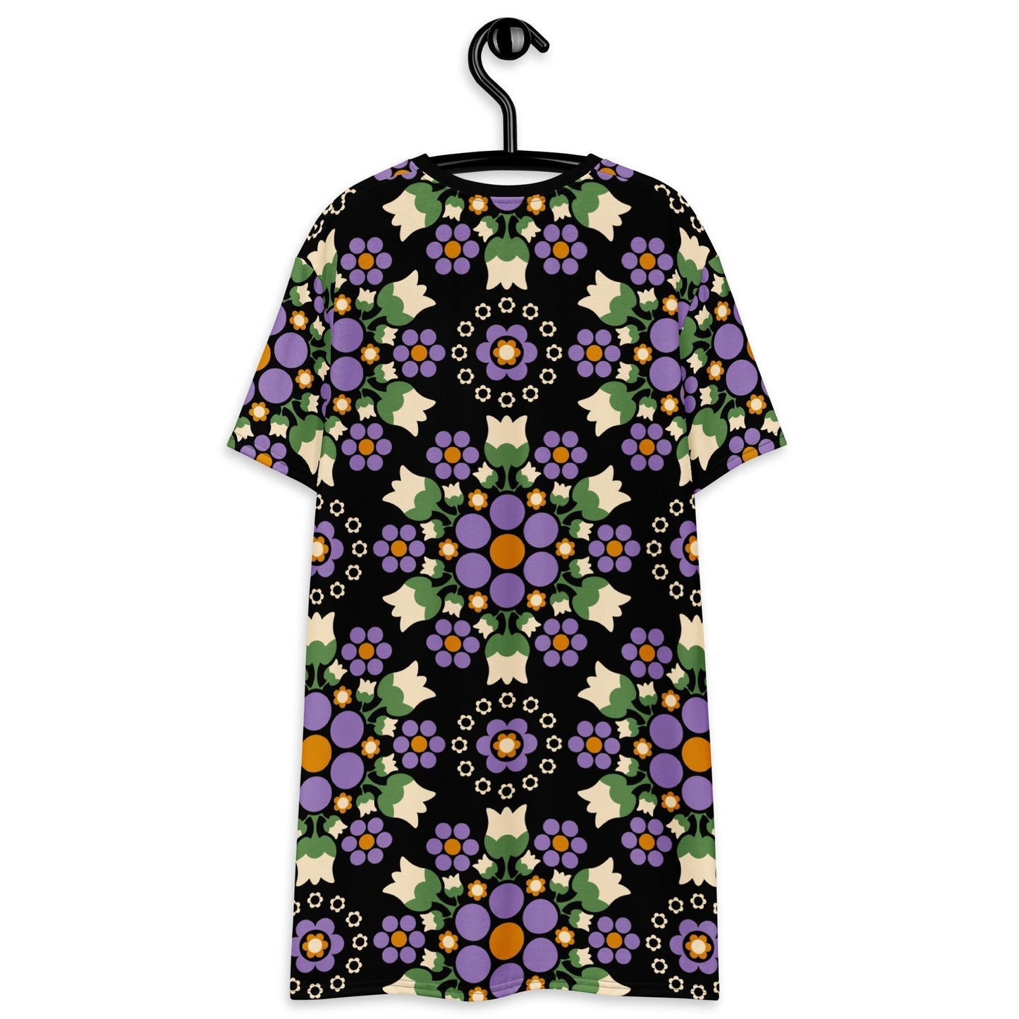 T-shirt dress - BERRY DANCE purple black - Berries and flowers print