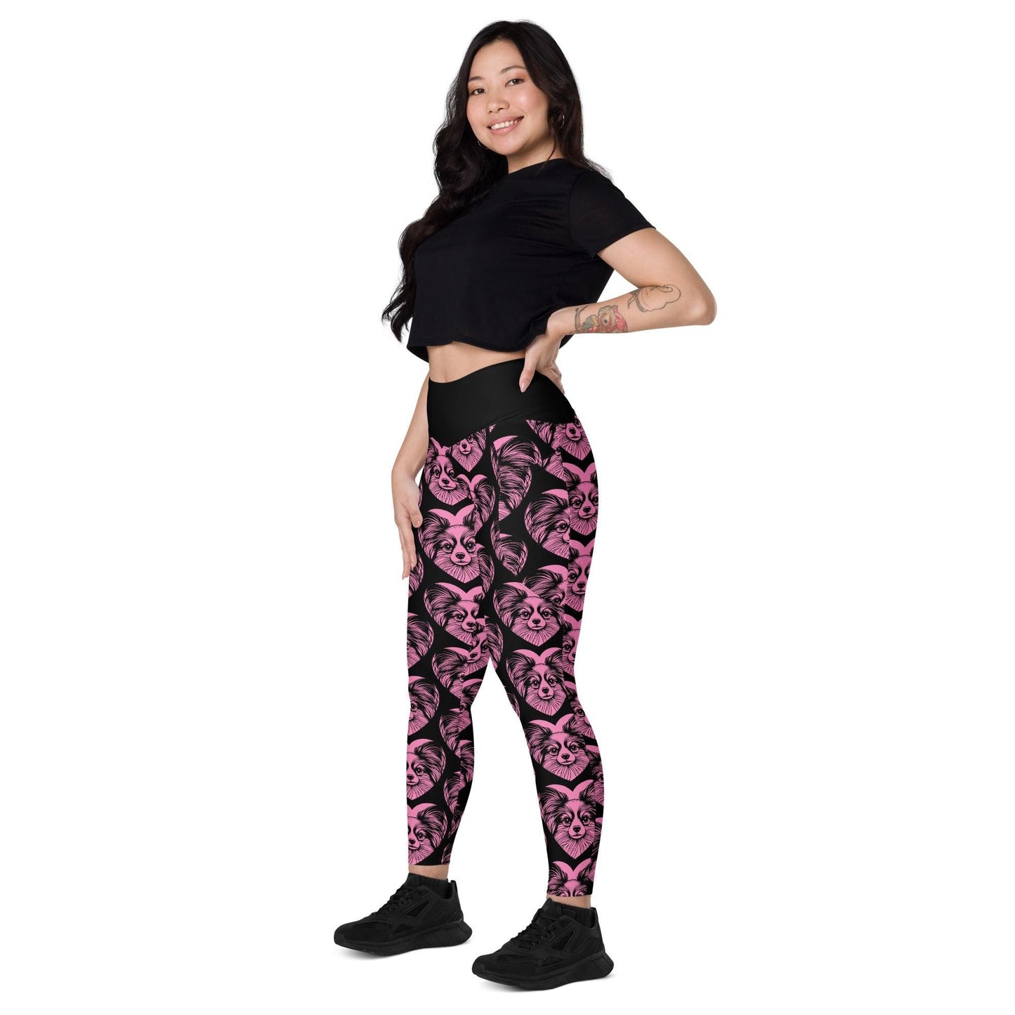 Dog breed leggings with pockets - PAPILLON 2 - HERTTAHOUND - pink
