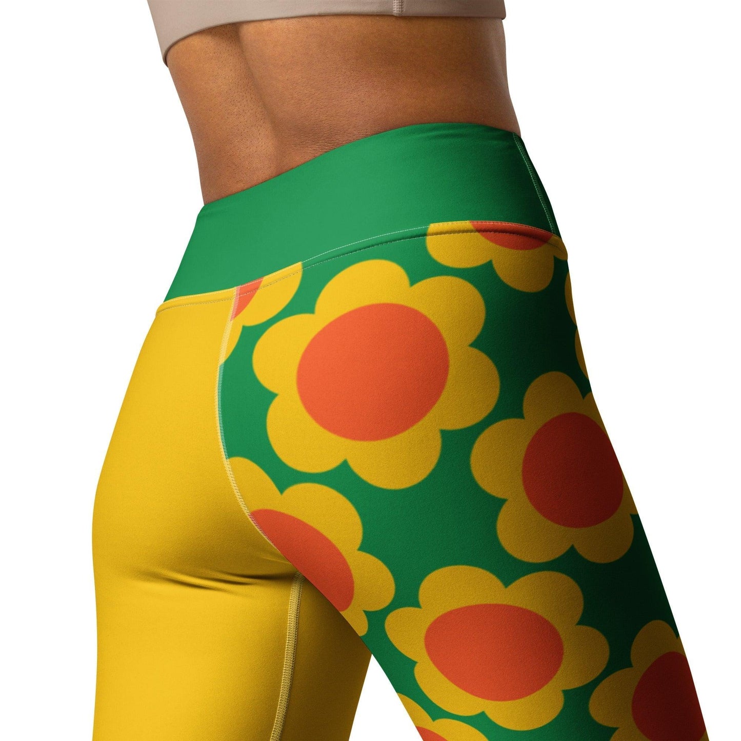 Yoga leggings - ELLIE green - Classic floral print