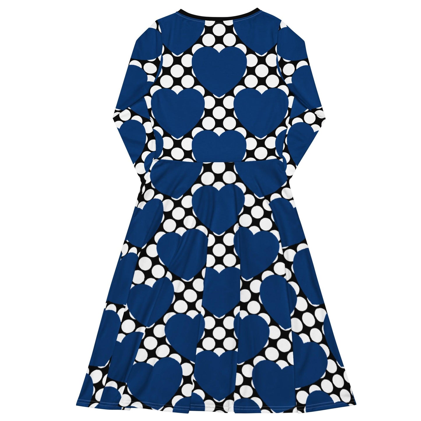 Midi Dress - ELLIE LOVE DOT blue black - Bold Heart Print