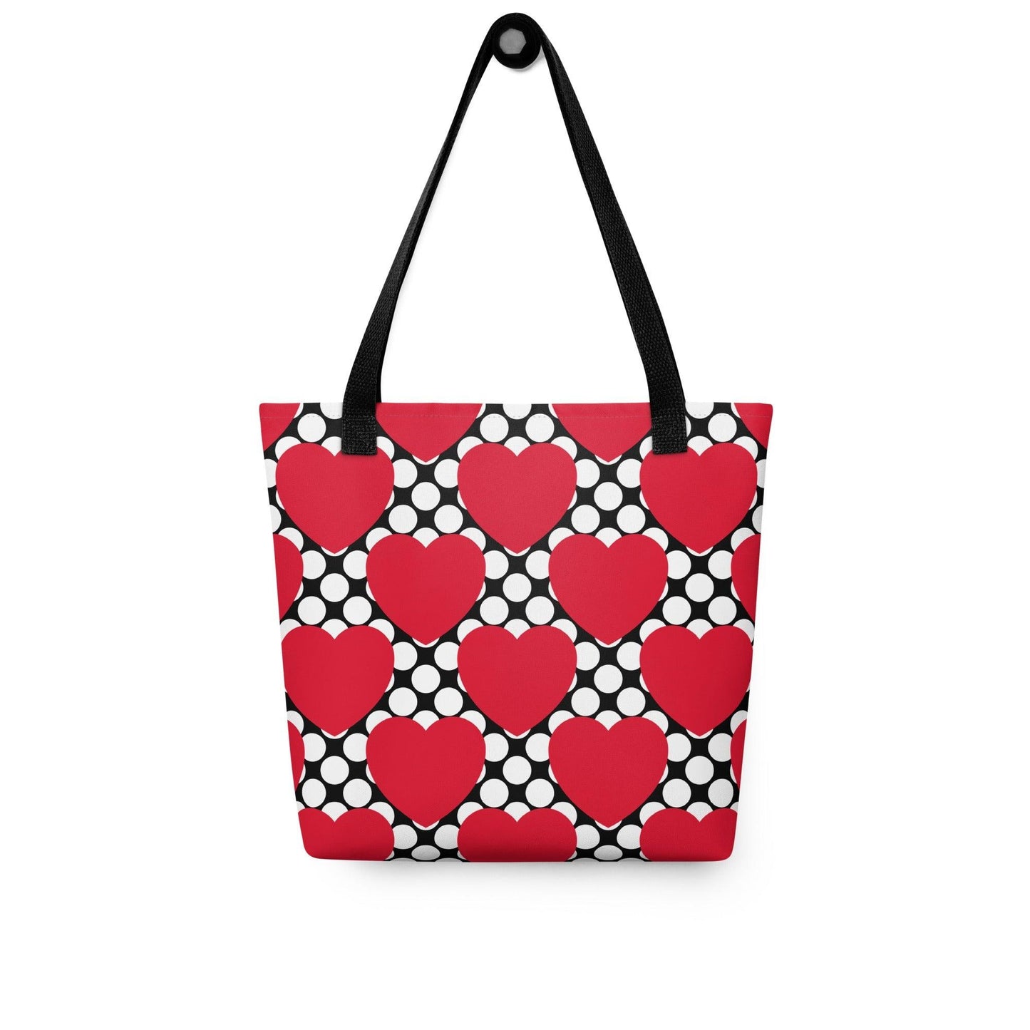 Tote Bag - ELLIE LOVE DOT red black - Bold Heart Print