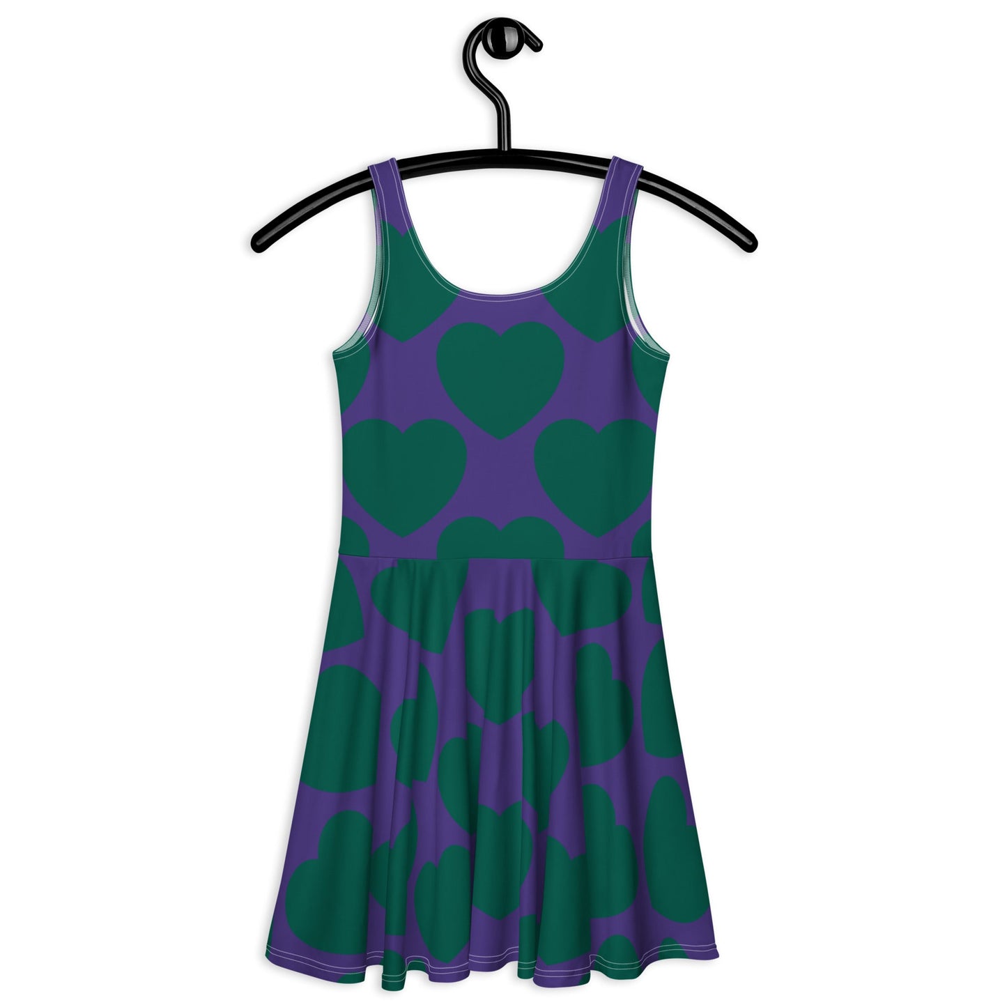 Skater Dress - ELLIE LOVE green purple - Bold Heart Print