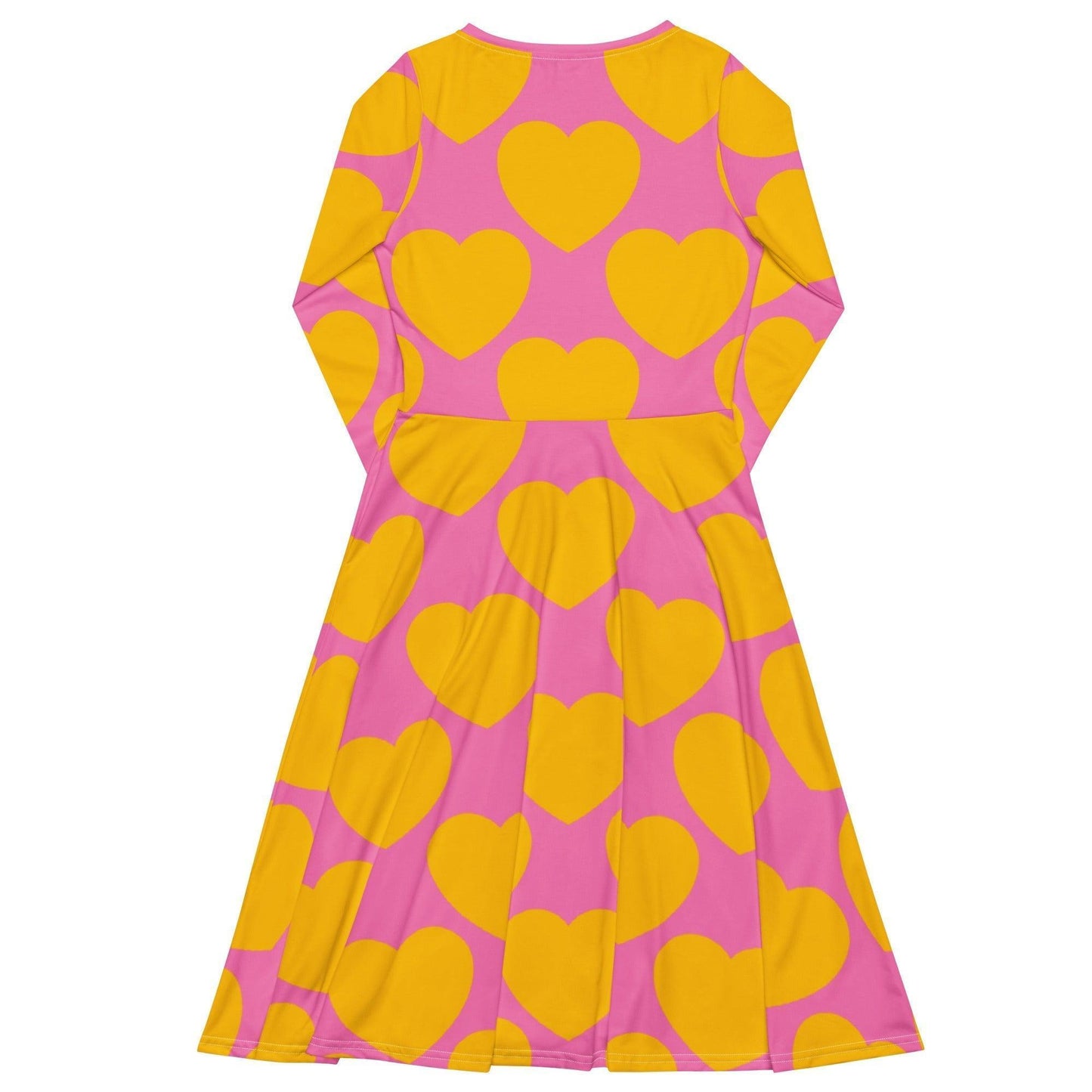 Midi Dress - ELLIE LOVE yellow pink - Bold Heart Print