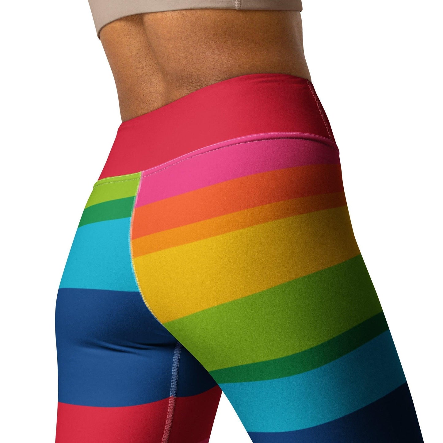 Yoga leggings - ELLIE rainbow stripe - Rainbow stripe print