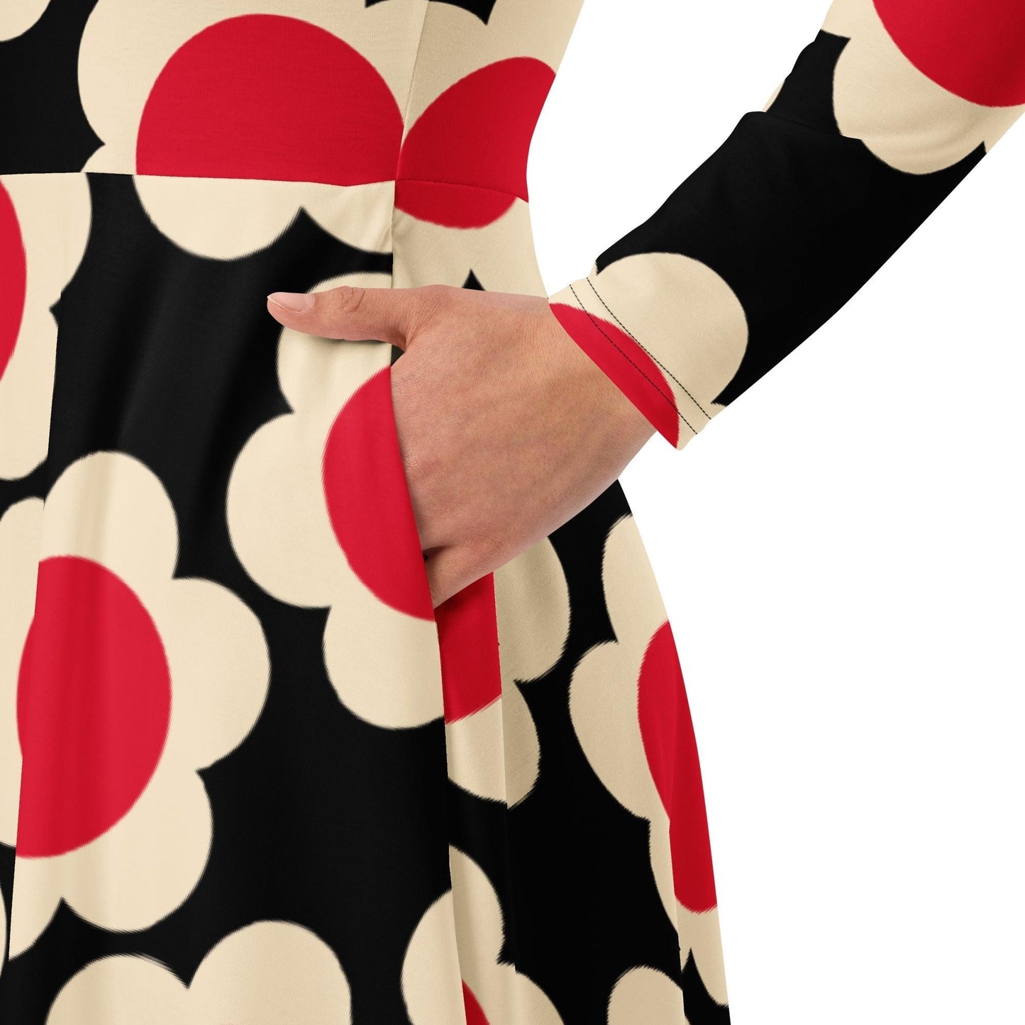 Midi dress - ELLIE red black - Classic floral print