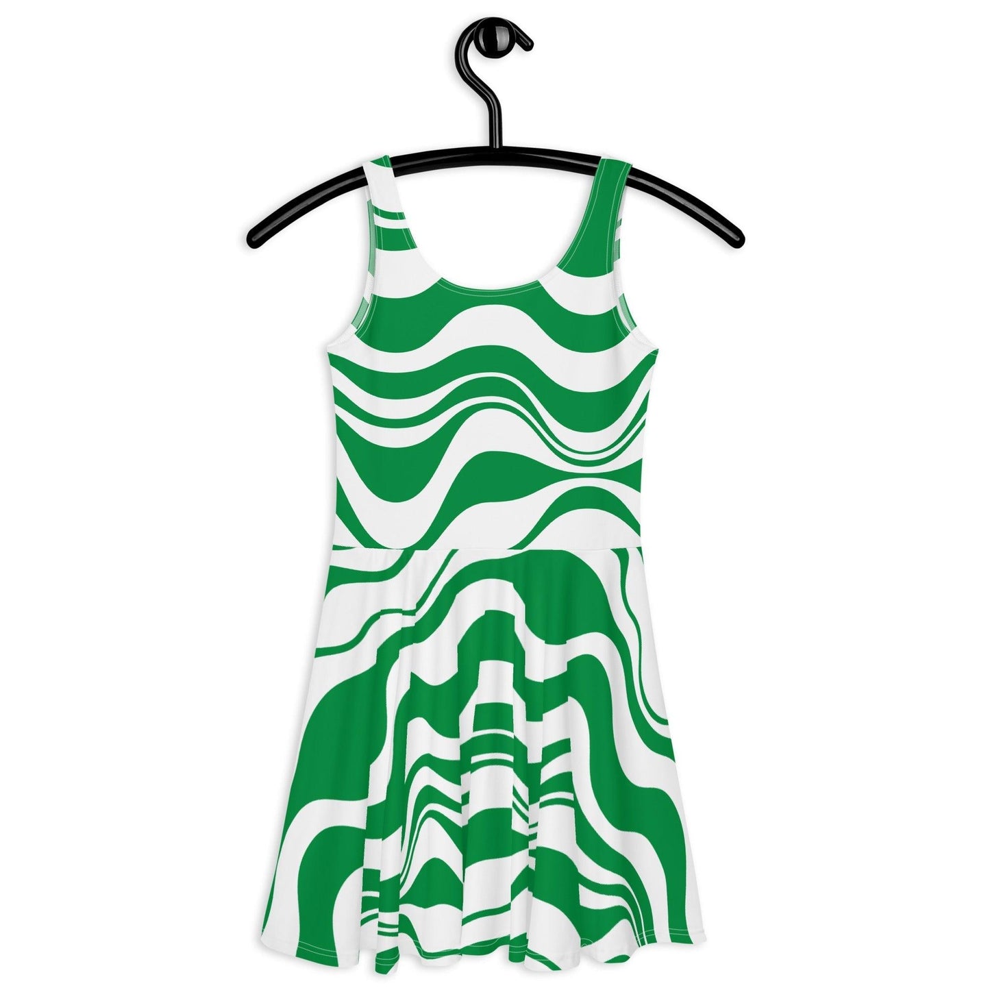 Skater dress - ENERGY WAVES green - Wavy stripe print