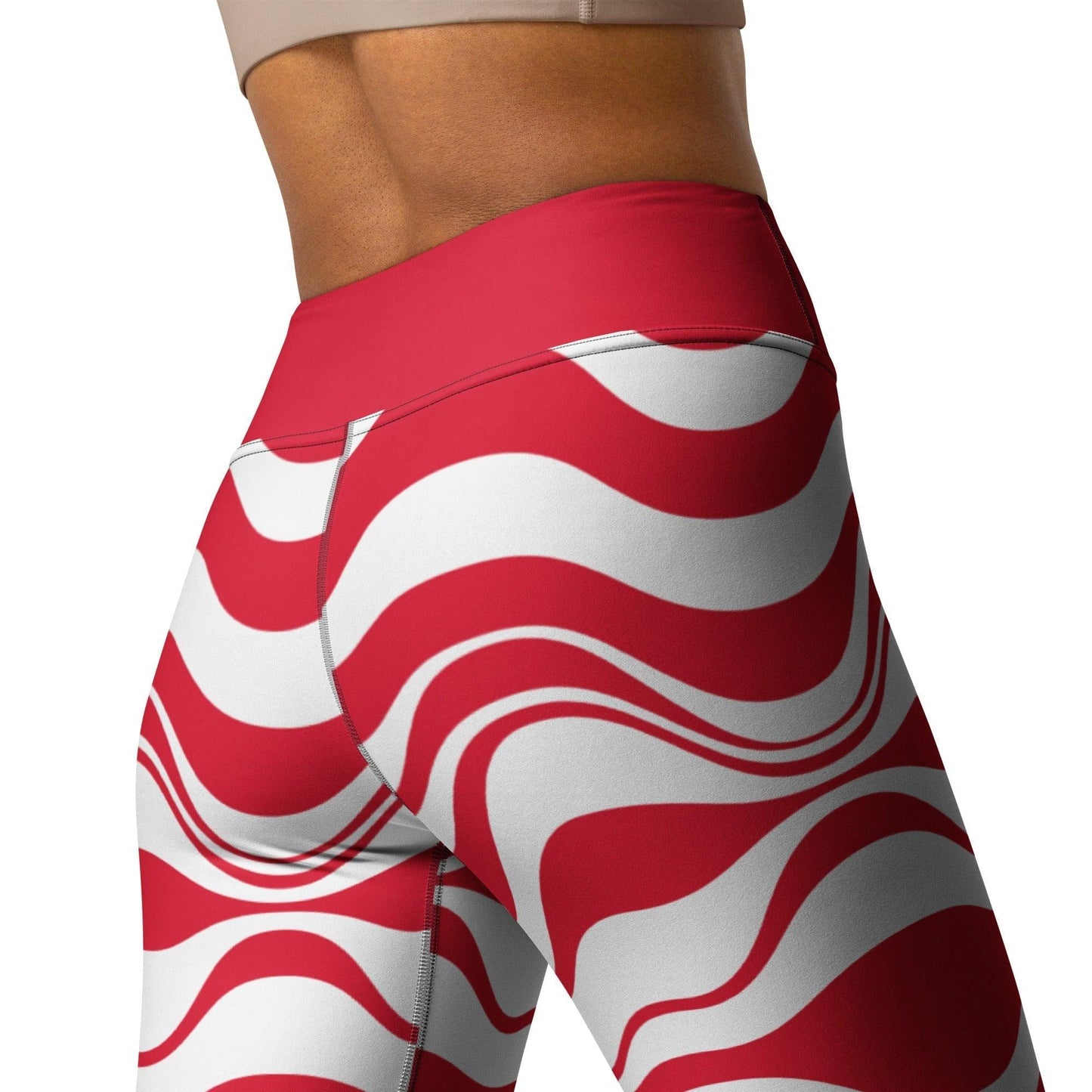 Yoga leggings -2- ENERGY WAVES red - Wavy stripe print