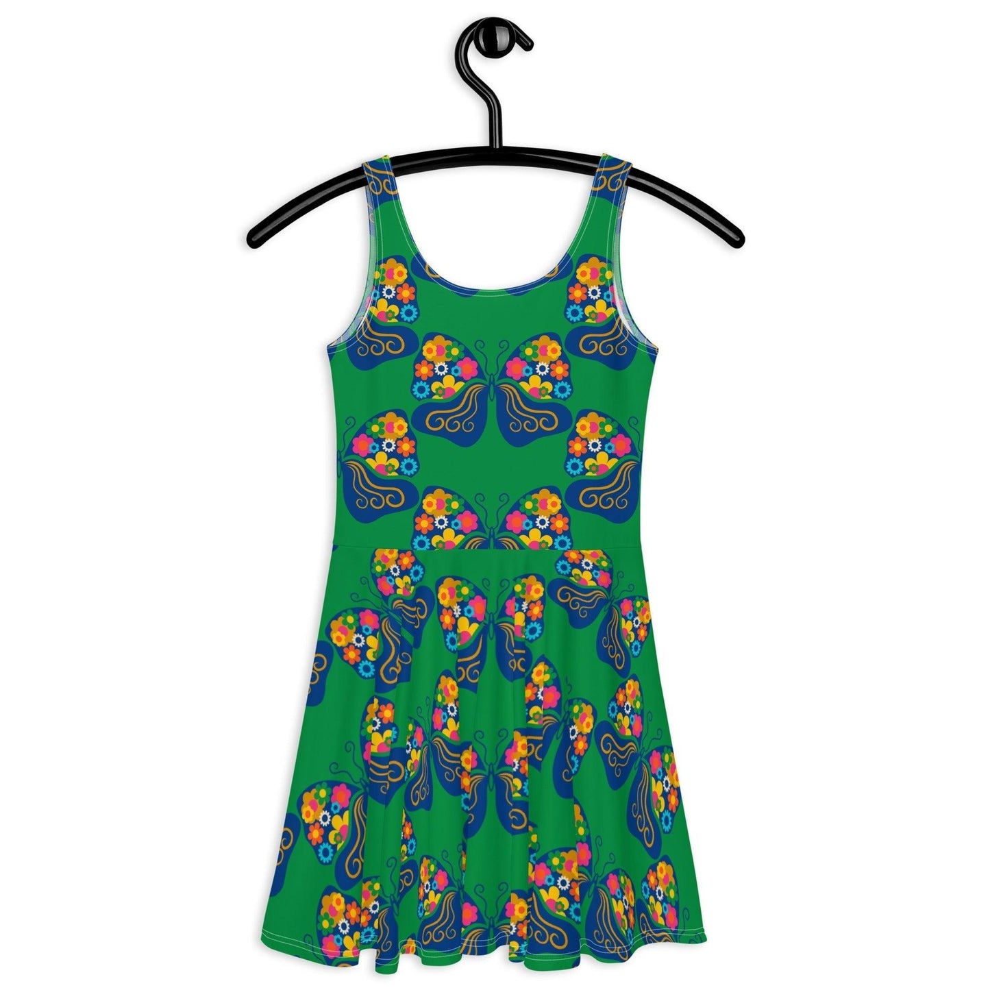 Skater dress - FAB FLOVERYFLY green - Playful butterfly print
