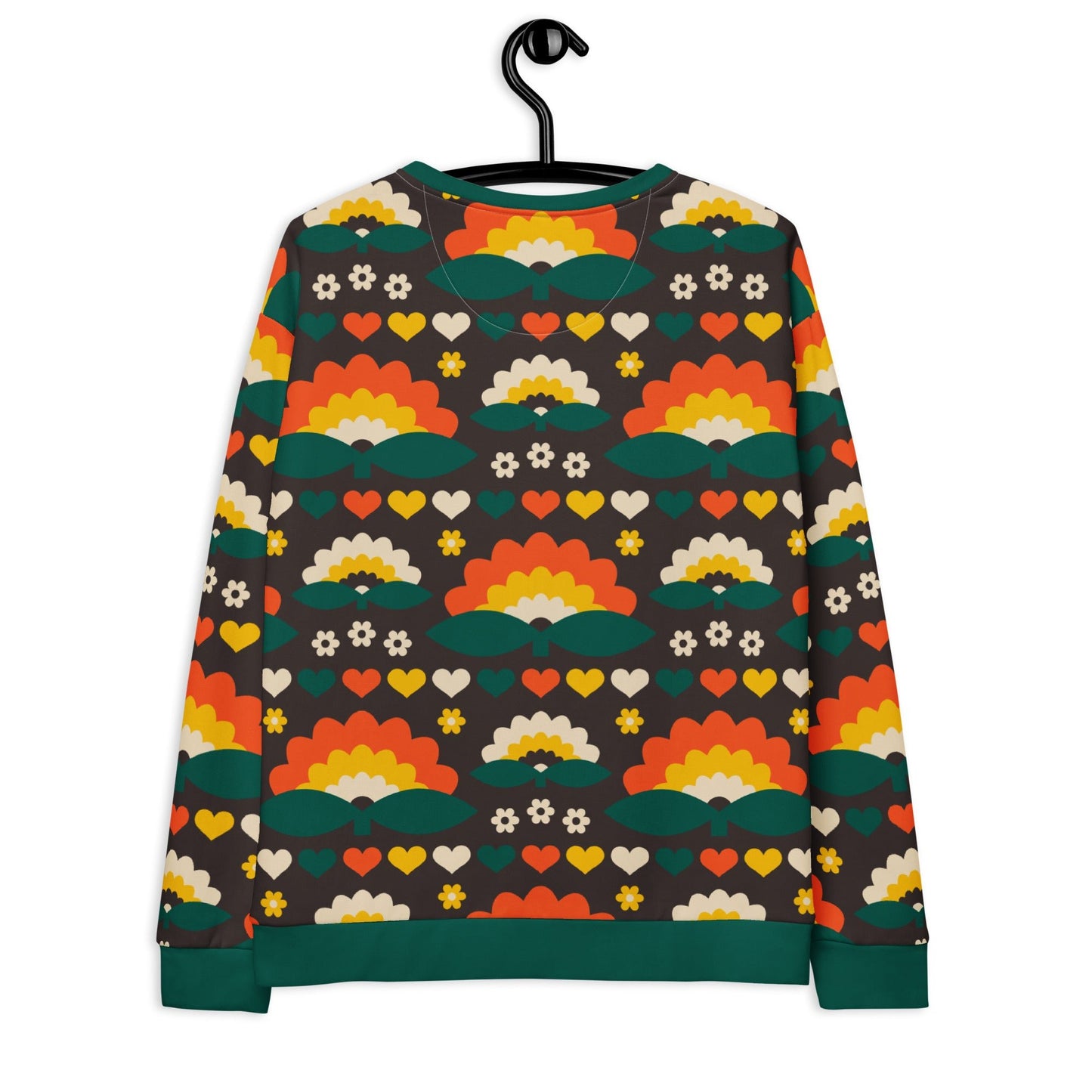 Sweatshirt - FALL IN LOVE orange brown - Elegant Flowers and Hearts