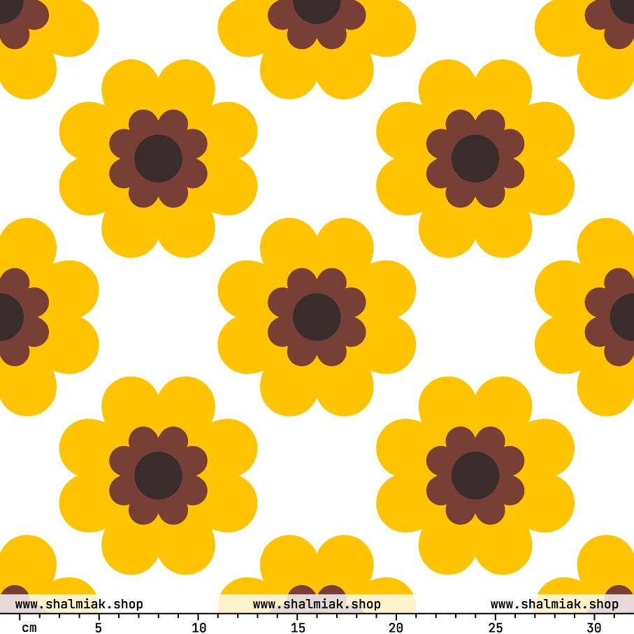 Fabric - FANCY BLOOM yellow - Pretty floral print
