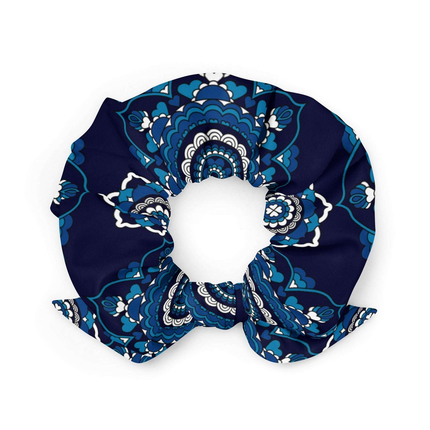 Scrunchie - FOREVERMORE blue - Romantic flower and heart print