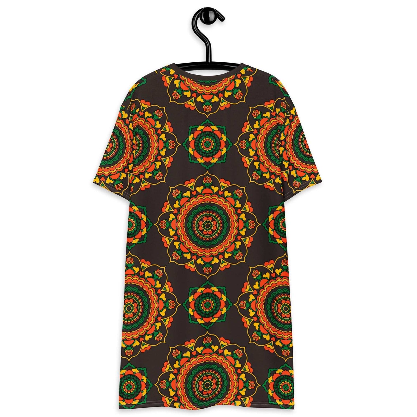 T-shirt dress - FOREVERMORE green brown - Romantic flower and heart print