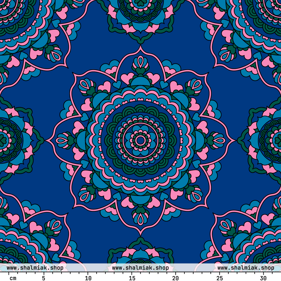 Fabric - FOREVERMORE sweet blue - Romantic flower and heart print