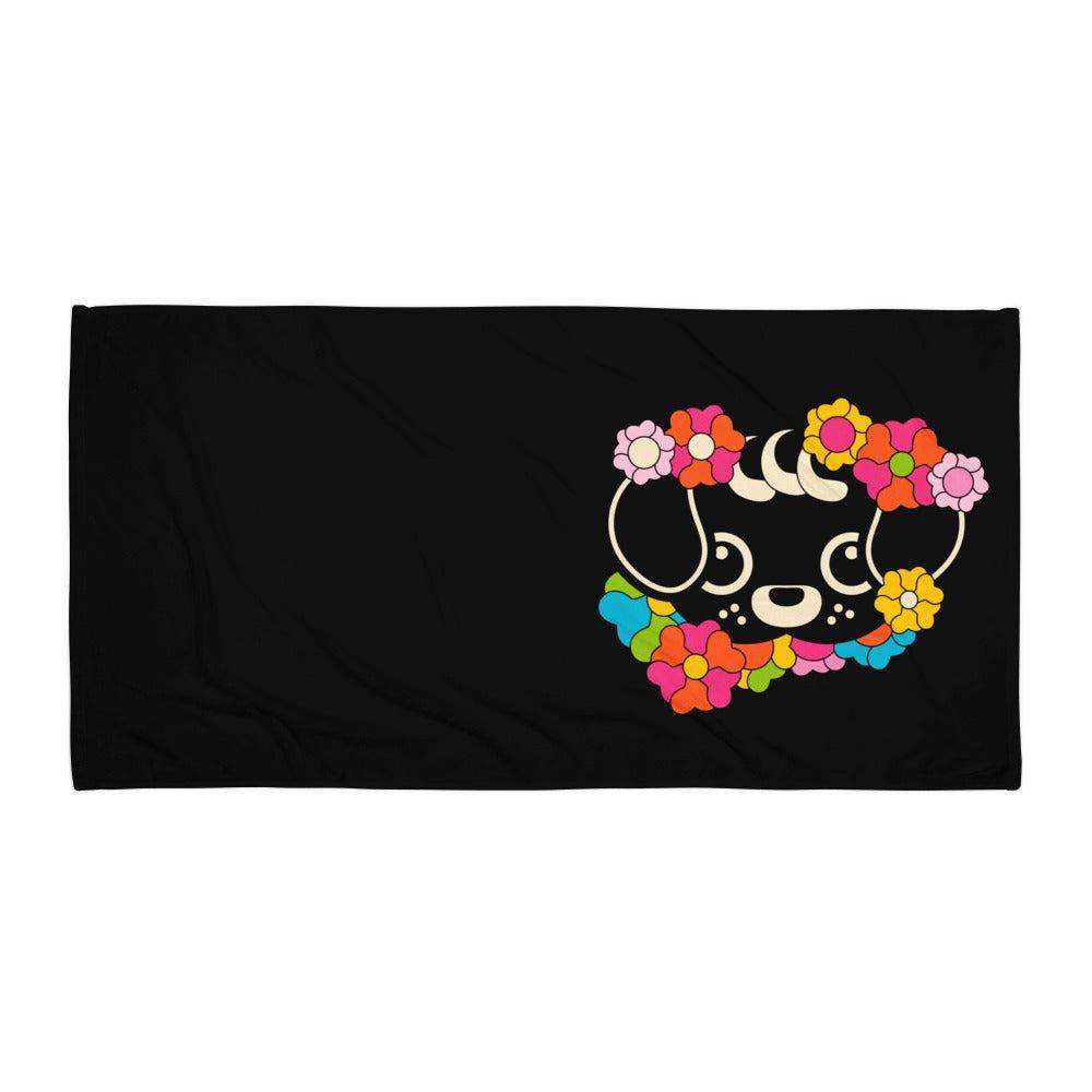 Towel - FUNKYPUP black (just pup) - Cute Dogs & Flowers