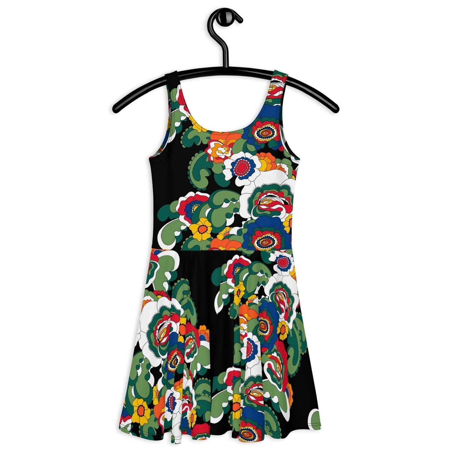 Skater dress - GROOVY KURBITS black - Folk floral print