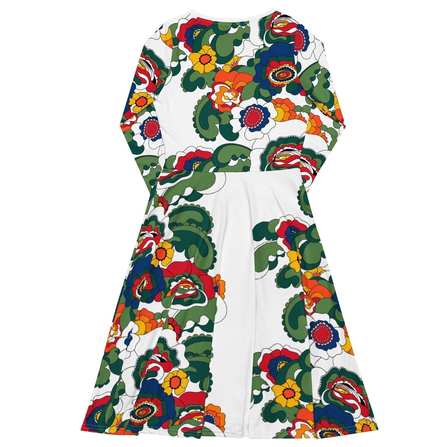 Midi dress - GROOVY KURBITS white - Folk floral print