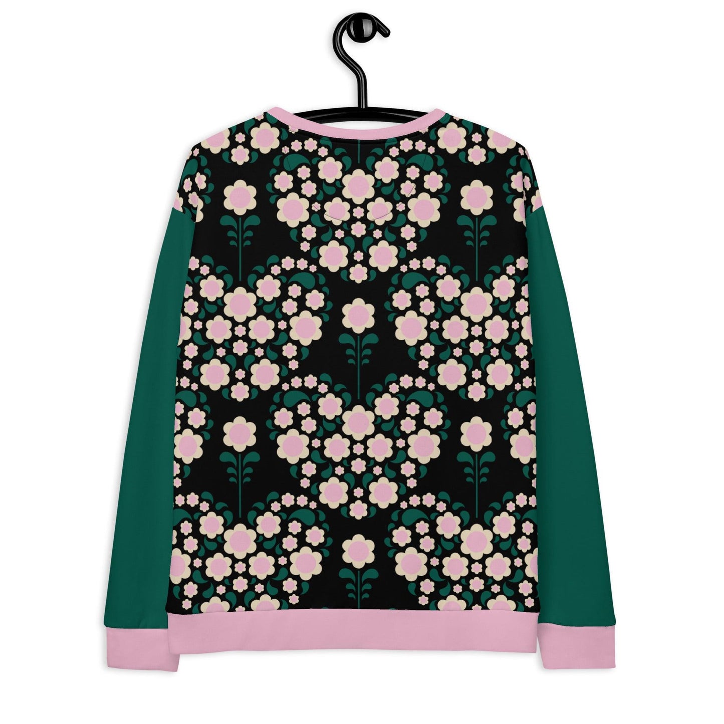 Sweatshirt - HEARTBEAT pink black - Flower hearts print