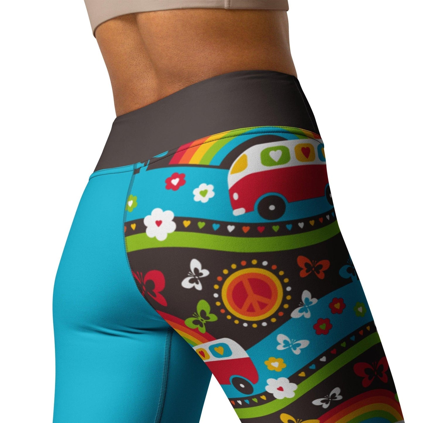 Yoga leggings - HIPPIE DAY rainbow - Colorful hippie print