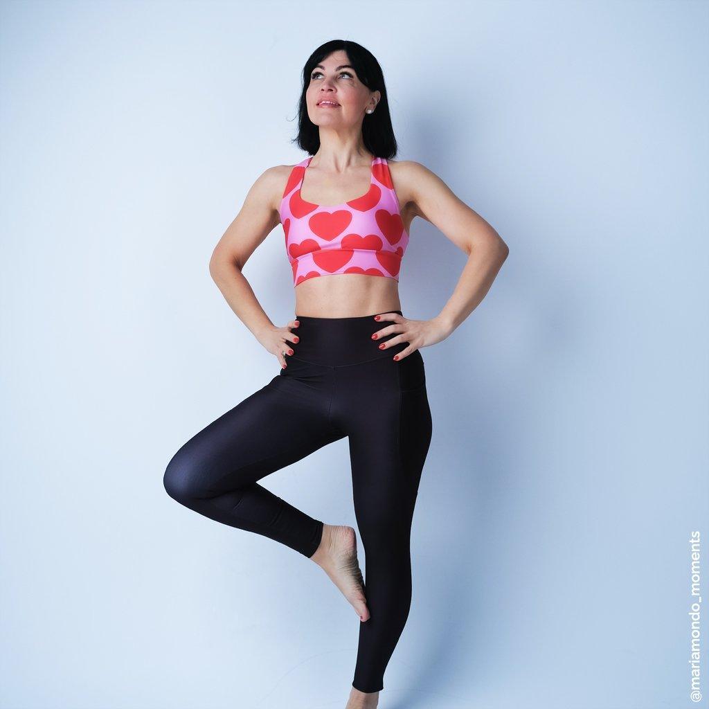 Sports bra - ELLIE LOVE red - Bold heart print