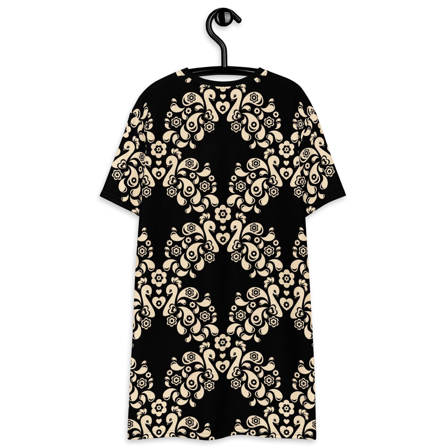 T-shirt dress - PEACOCK LOVE black - Glorious peacock print