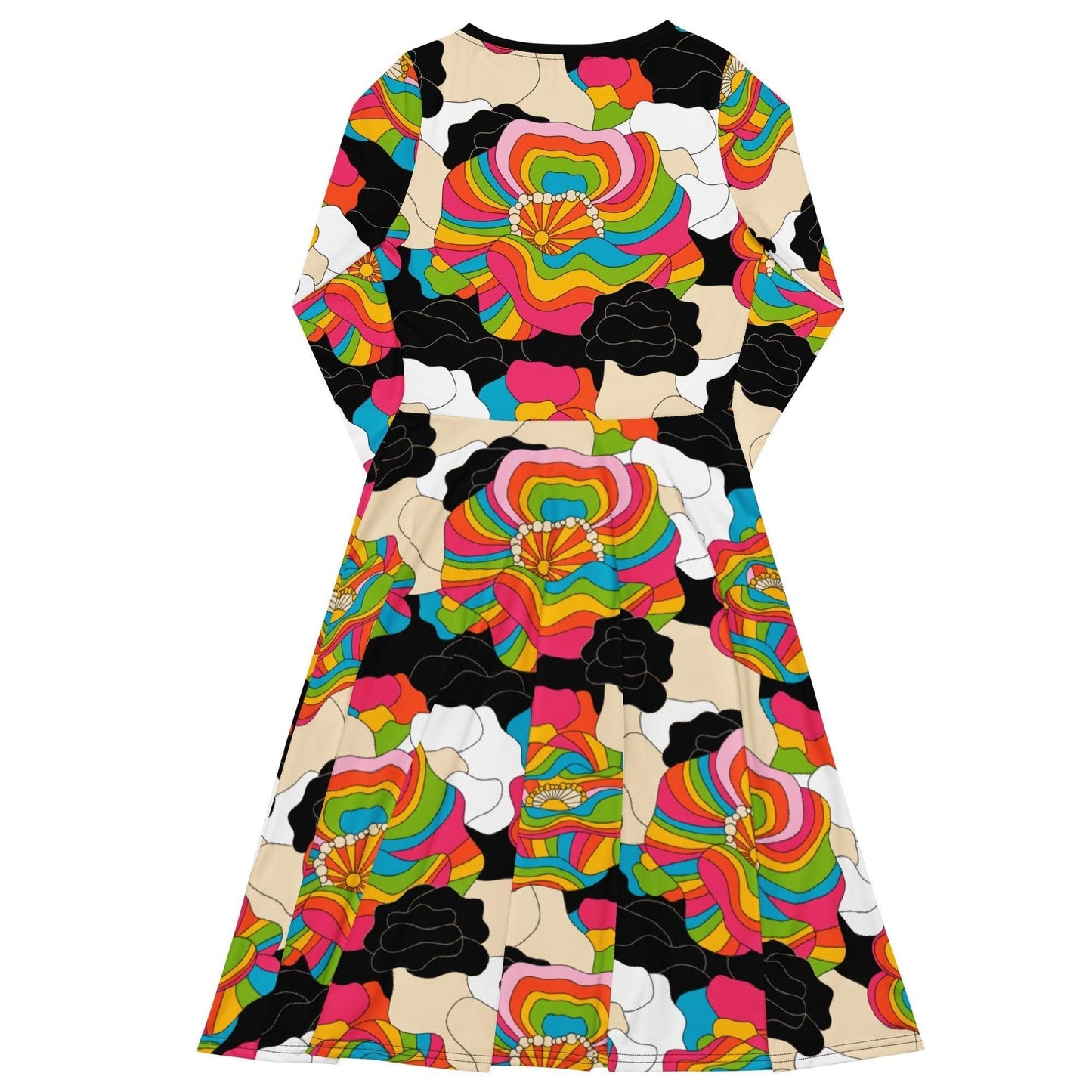 Midi dress - RAINBOW POPPY - Bold rainbow poppies print