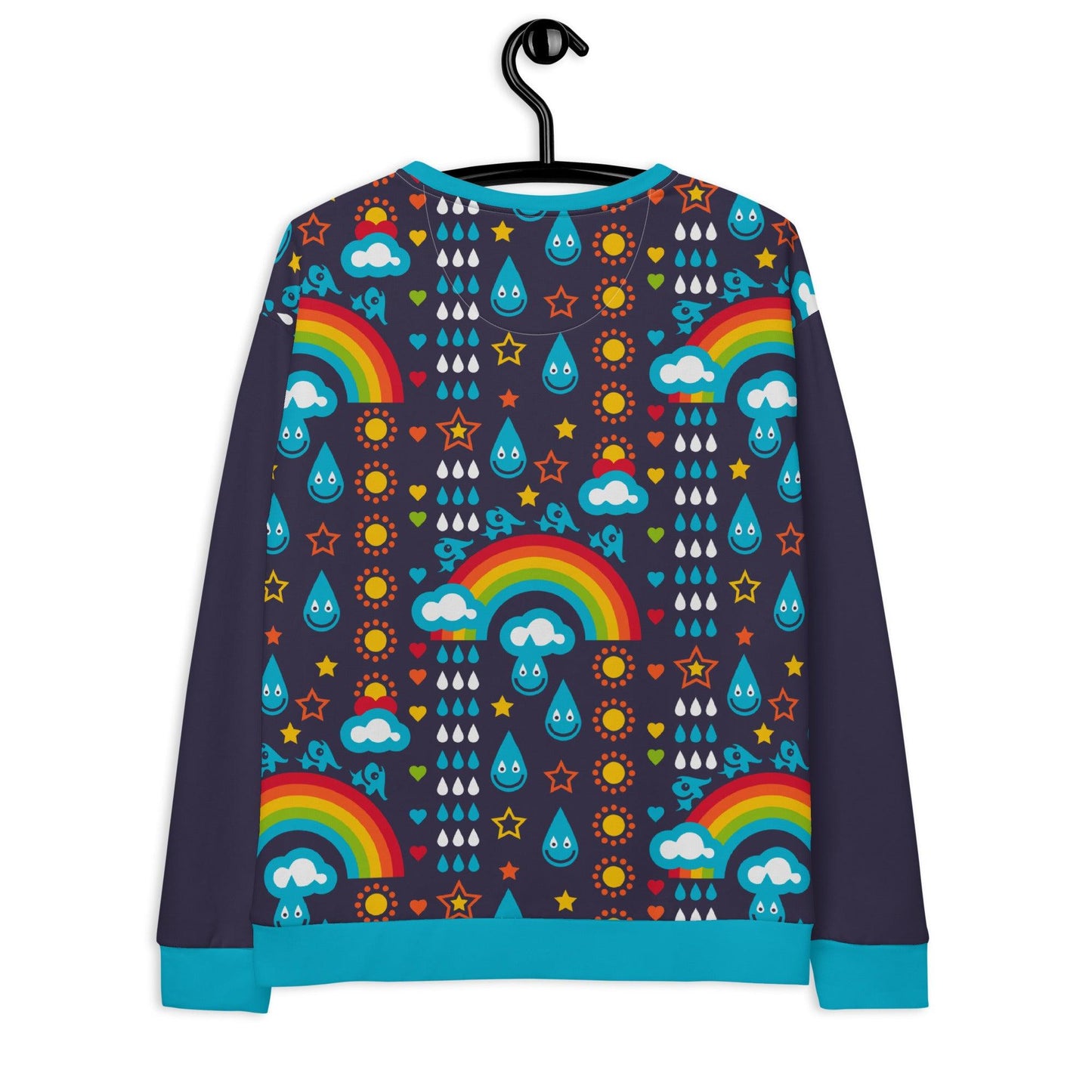 Sweatshirt - RAINBOWPHANT blue - Rainbows and elephants print