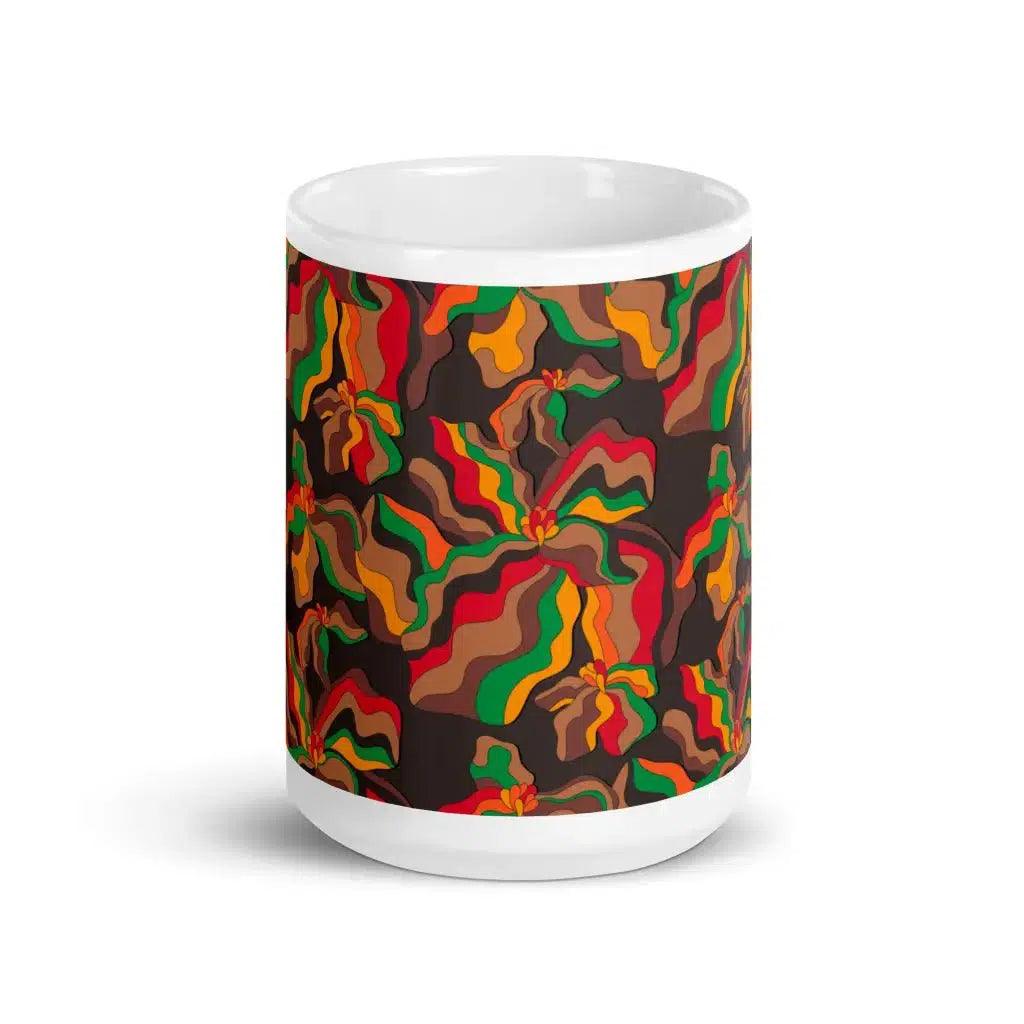 Mug - SASSY IRIS retro - Bold iris flower print 15oz