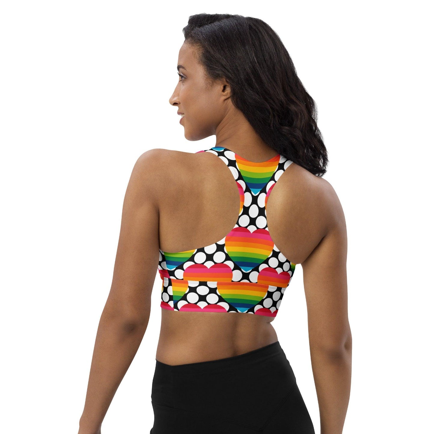 Sports Bra - ELLIE LOVE DOT rainbow - Bold Heart Print
