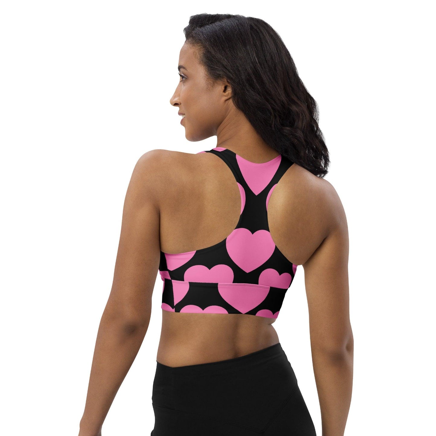 Sports bra - ELLIE LOVE pink black - Bold heart print