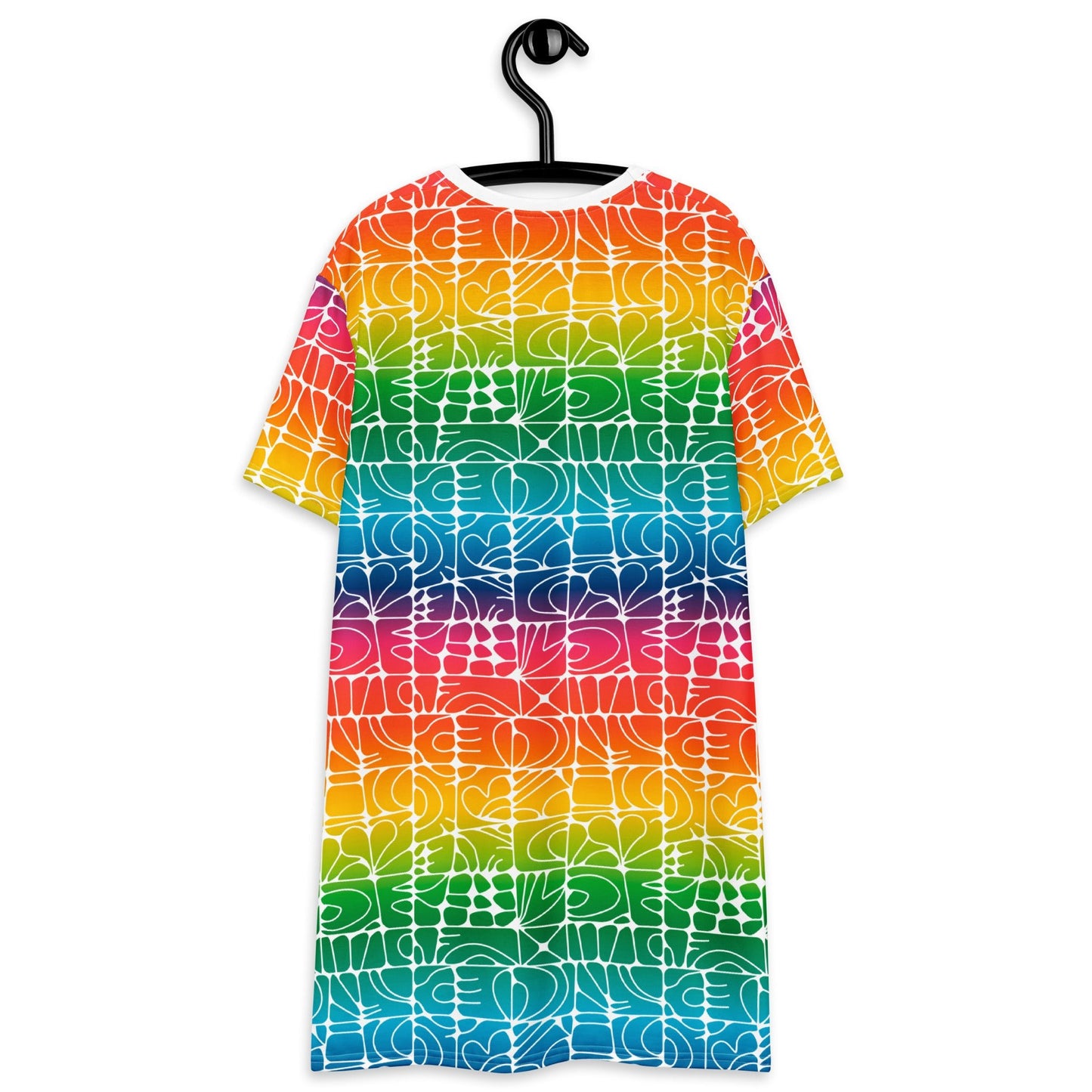 T-shirt dress - STONE SPIRIT rainbow white - Graphic stone shapes print