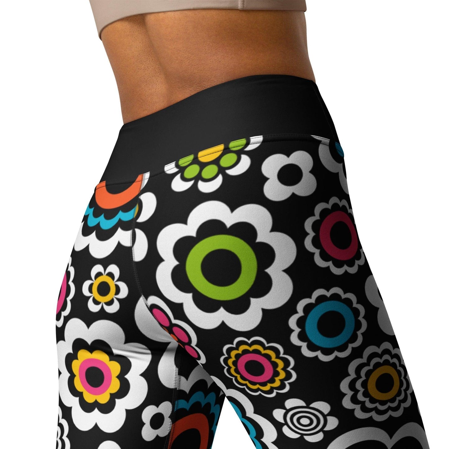 Yoga leggings -2- SUGAR BLOOM - Playful candy flowers print