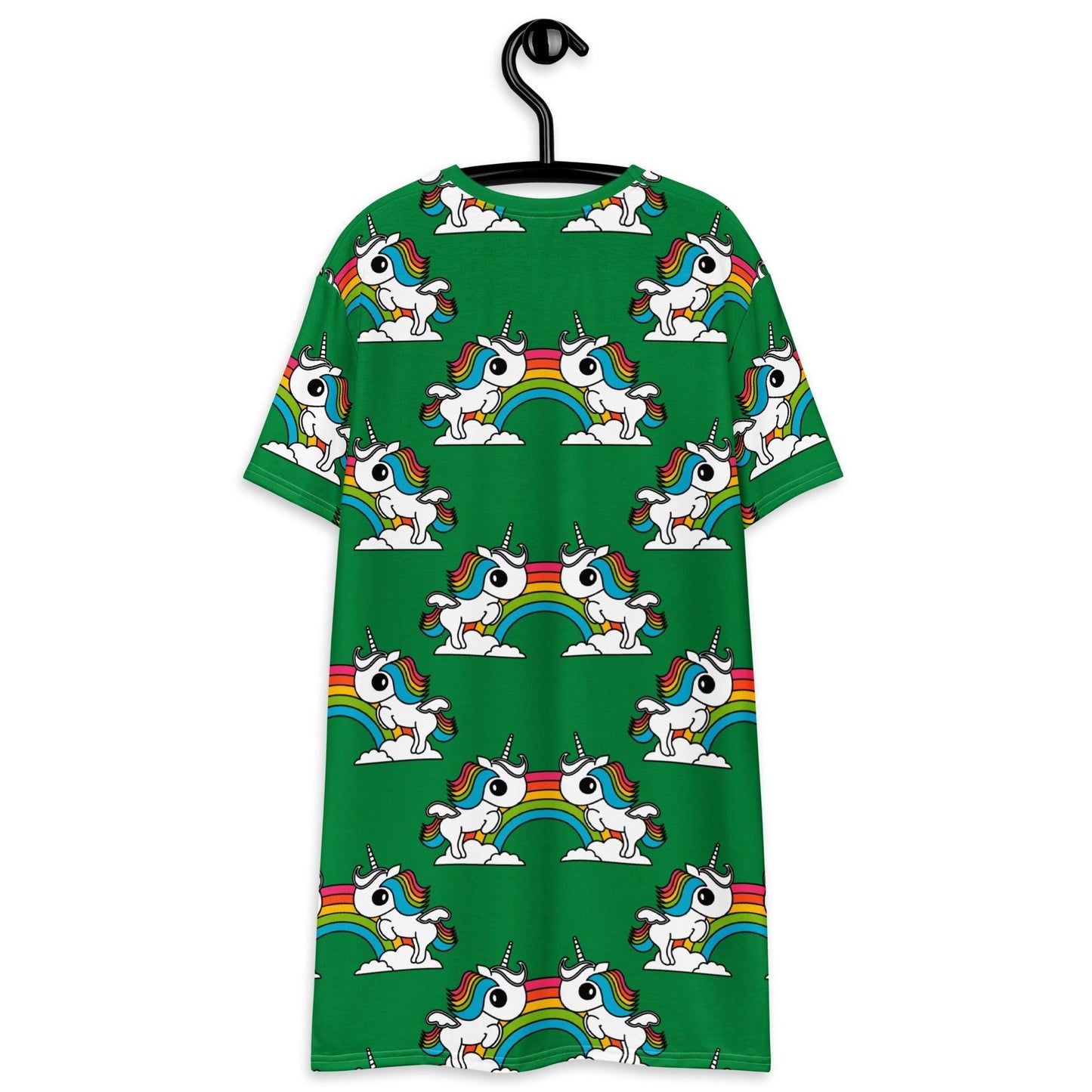 T-shirt dress - UNIQUE green - Unicorns and rainbows print