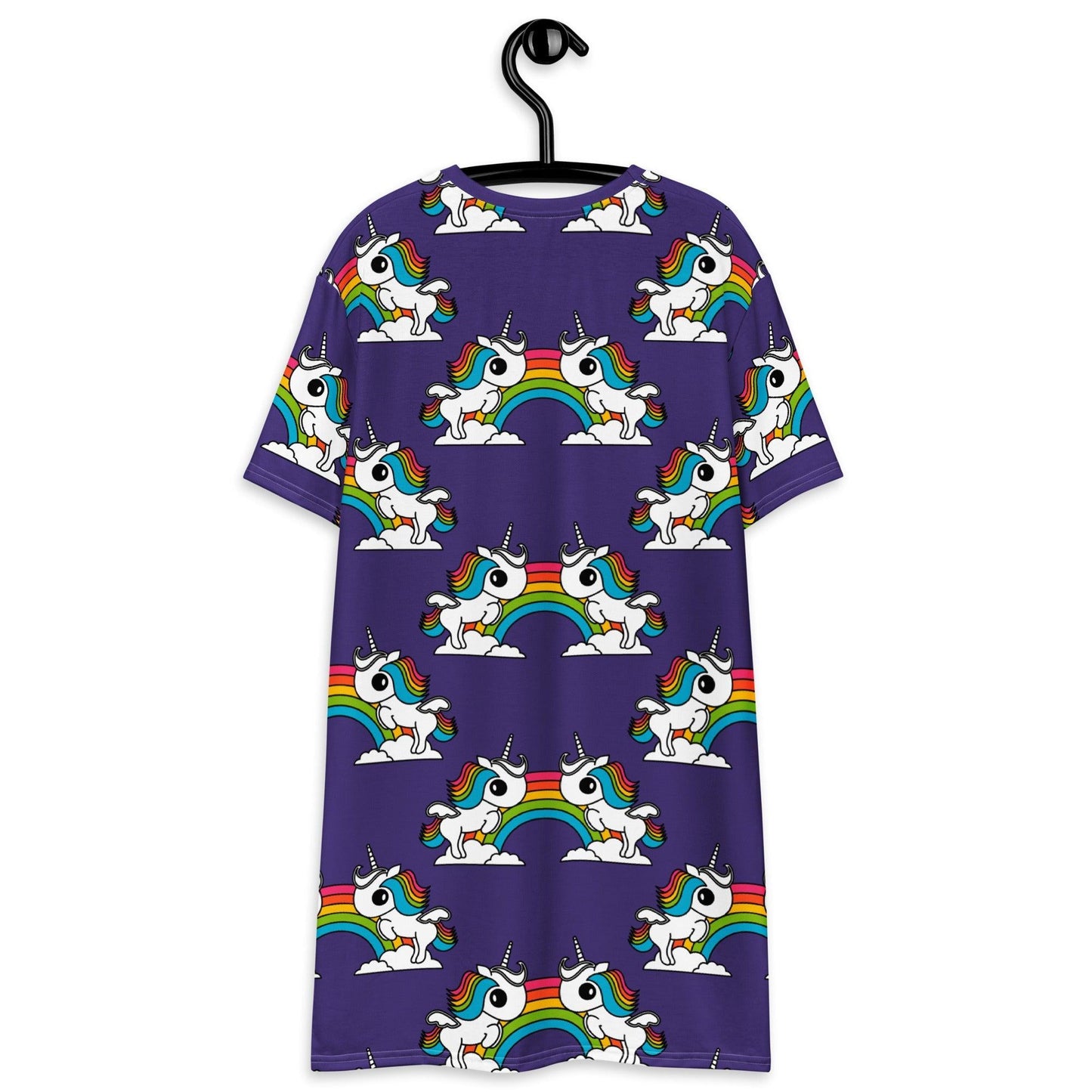 T-shirt dress - UNIQUE purple - Unicorns and rainbows print