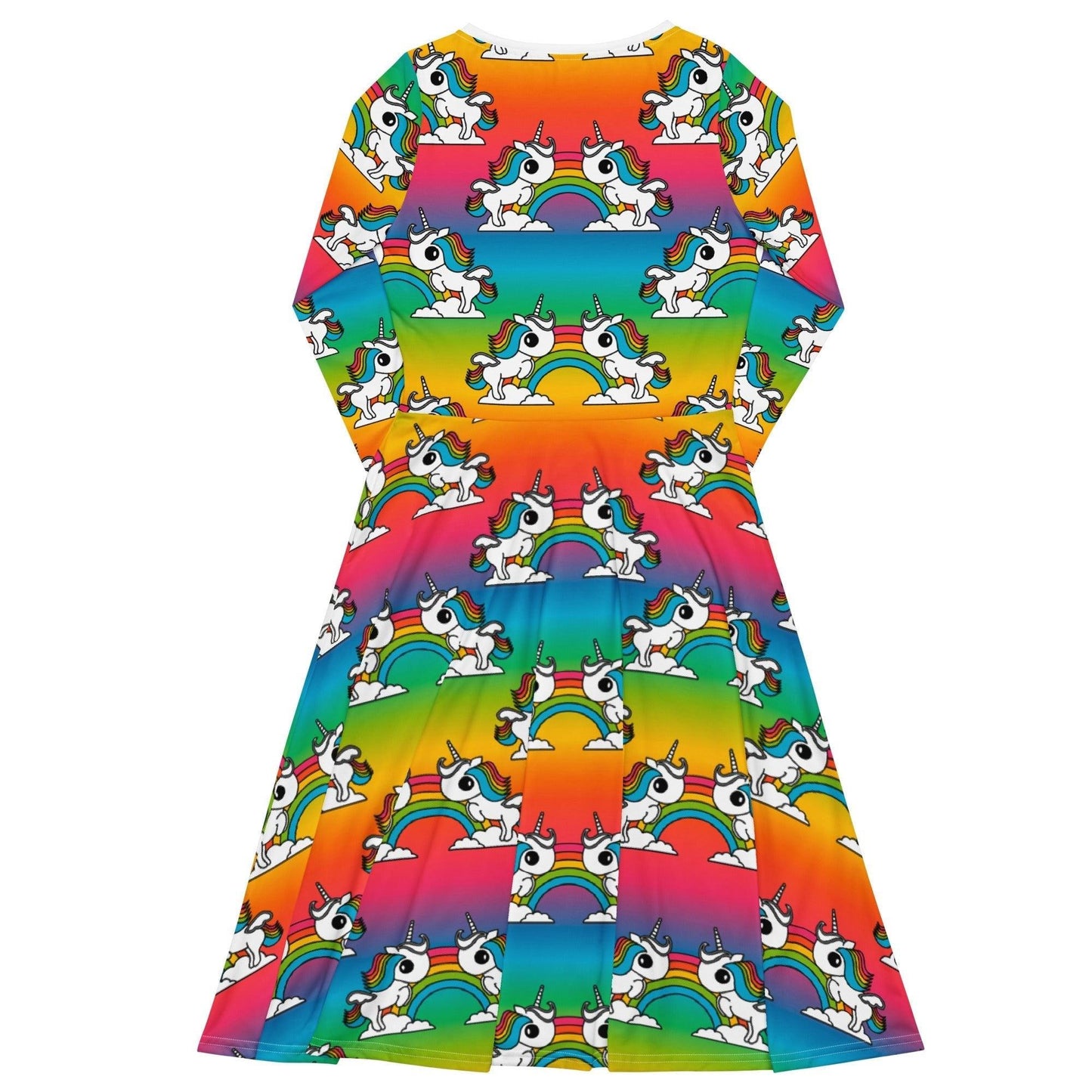 Midi dress - UNIQUE rainbow - Unicorns and rainbows print