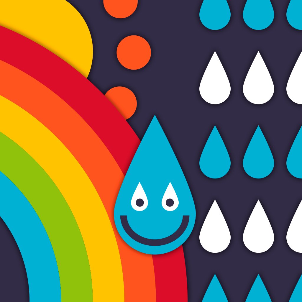 Rainbow, sun and raindrops - details from design: RAINBOWPHANT.