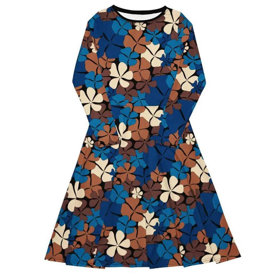 ADELIE blue brown - Midi Dress With Pockets