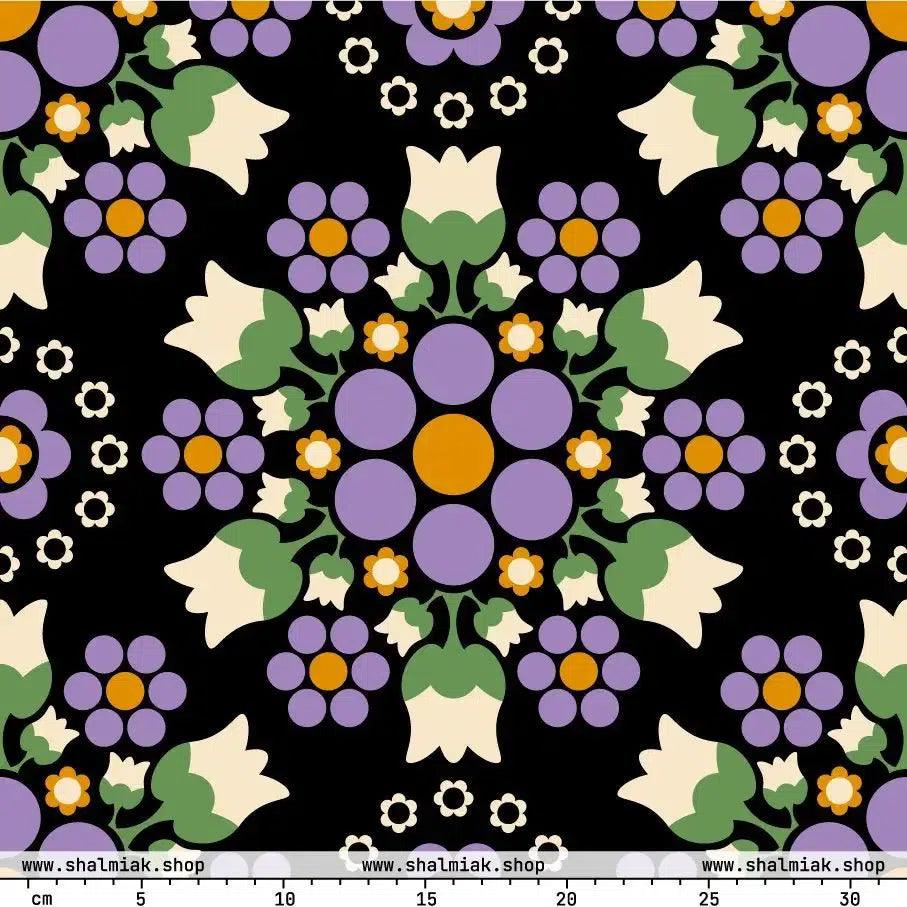 Fabric - BERRY DANCE purple black