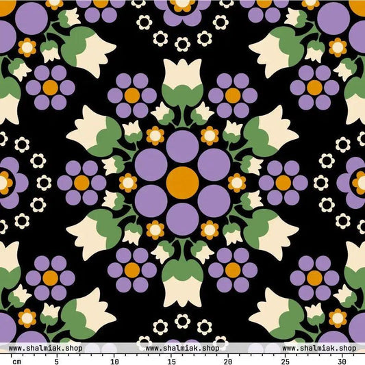 Fabric - BERRY DANCE purple black