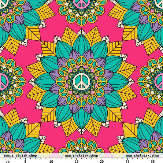 Fabric - BLOOM WITH PEACE mint pink