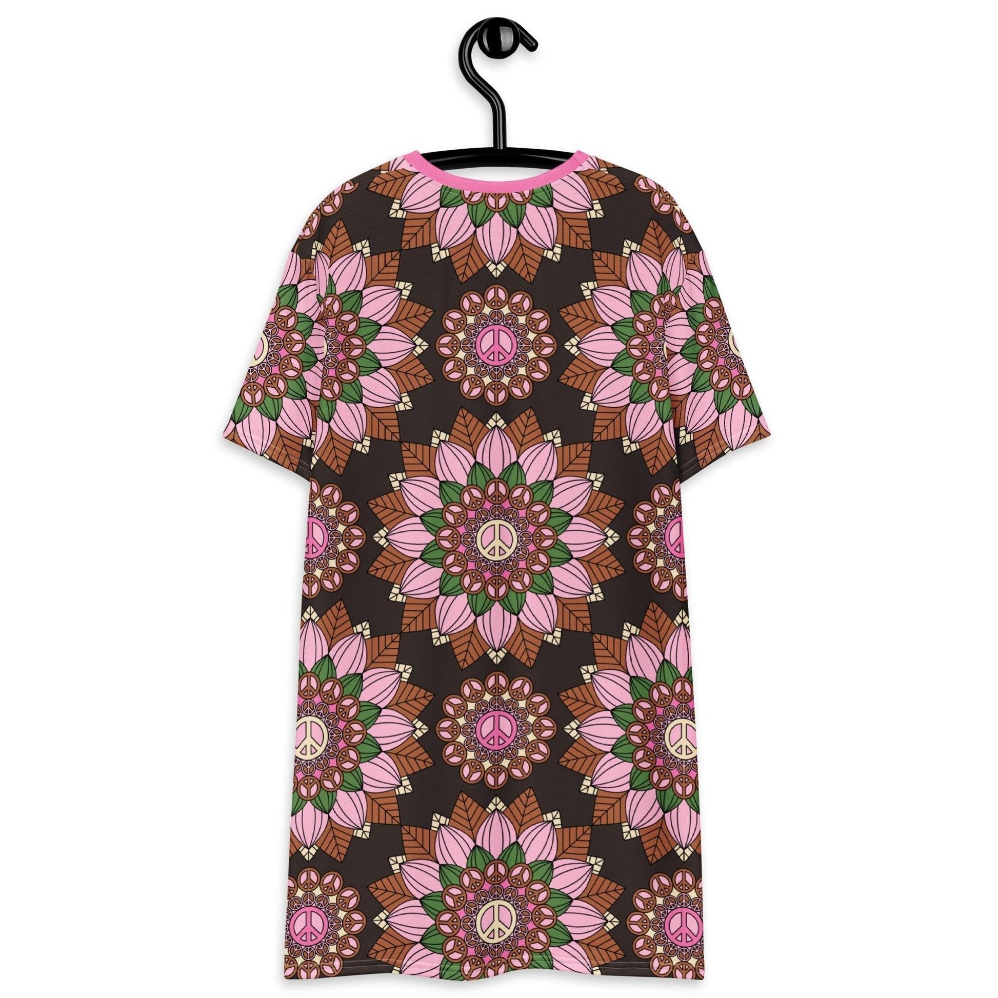 BLOOM WITH PEACE pink brown - T-Shirt Dress