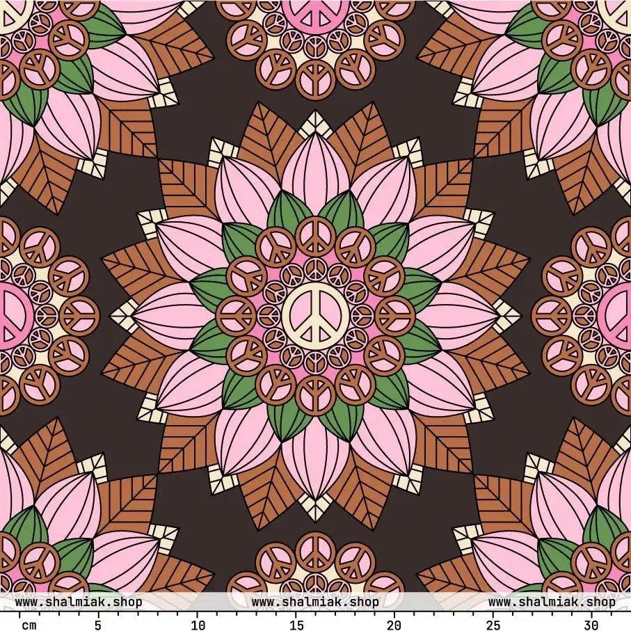 Fabric - BLOOM WITH PEACE pink brown