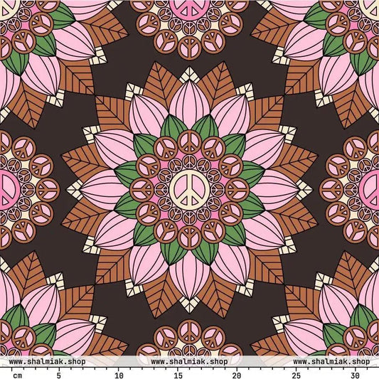Fabric - BLOOM WITH PEACE pink brown