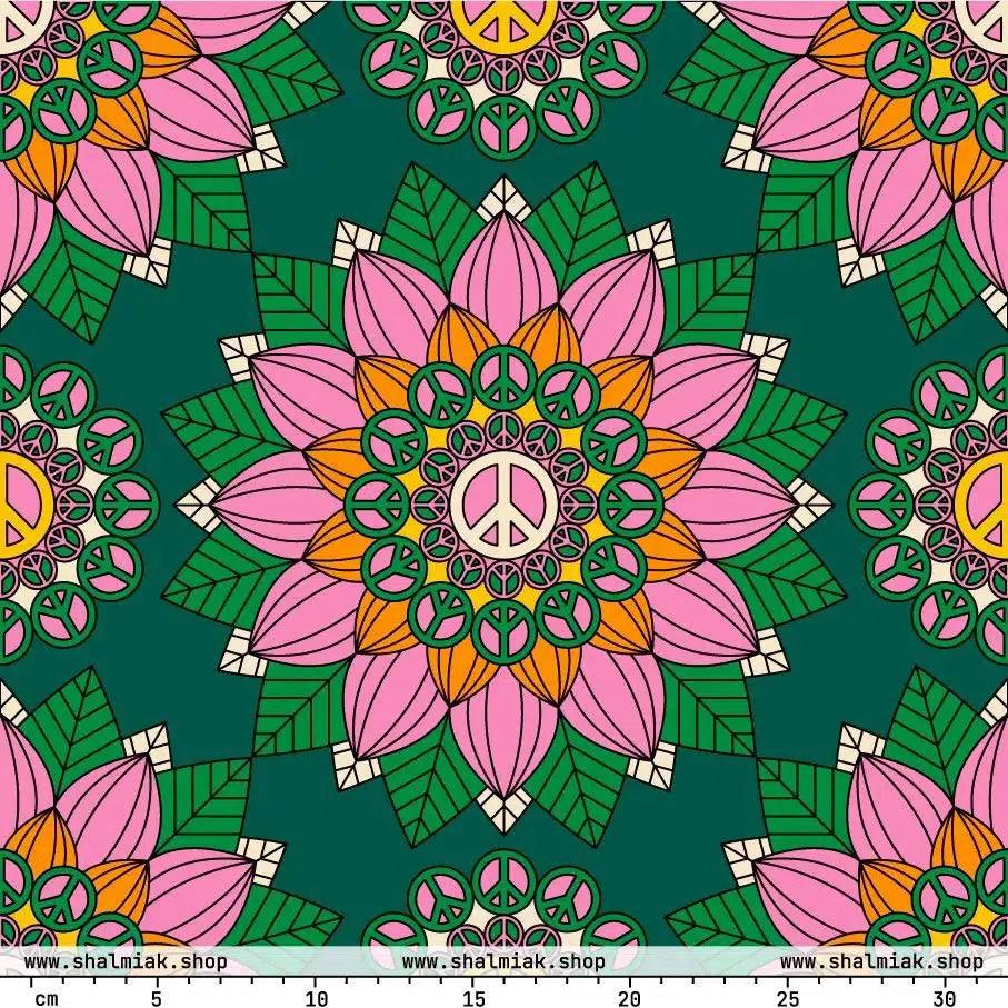 Fabric - BLOOM WITH PEACE pink green