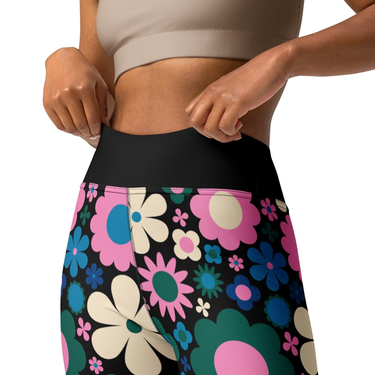 BLOOMPOP blue pink -2- Yoga Leggings