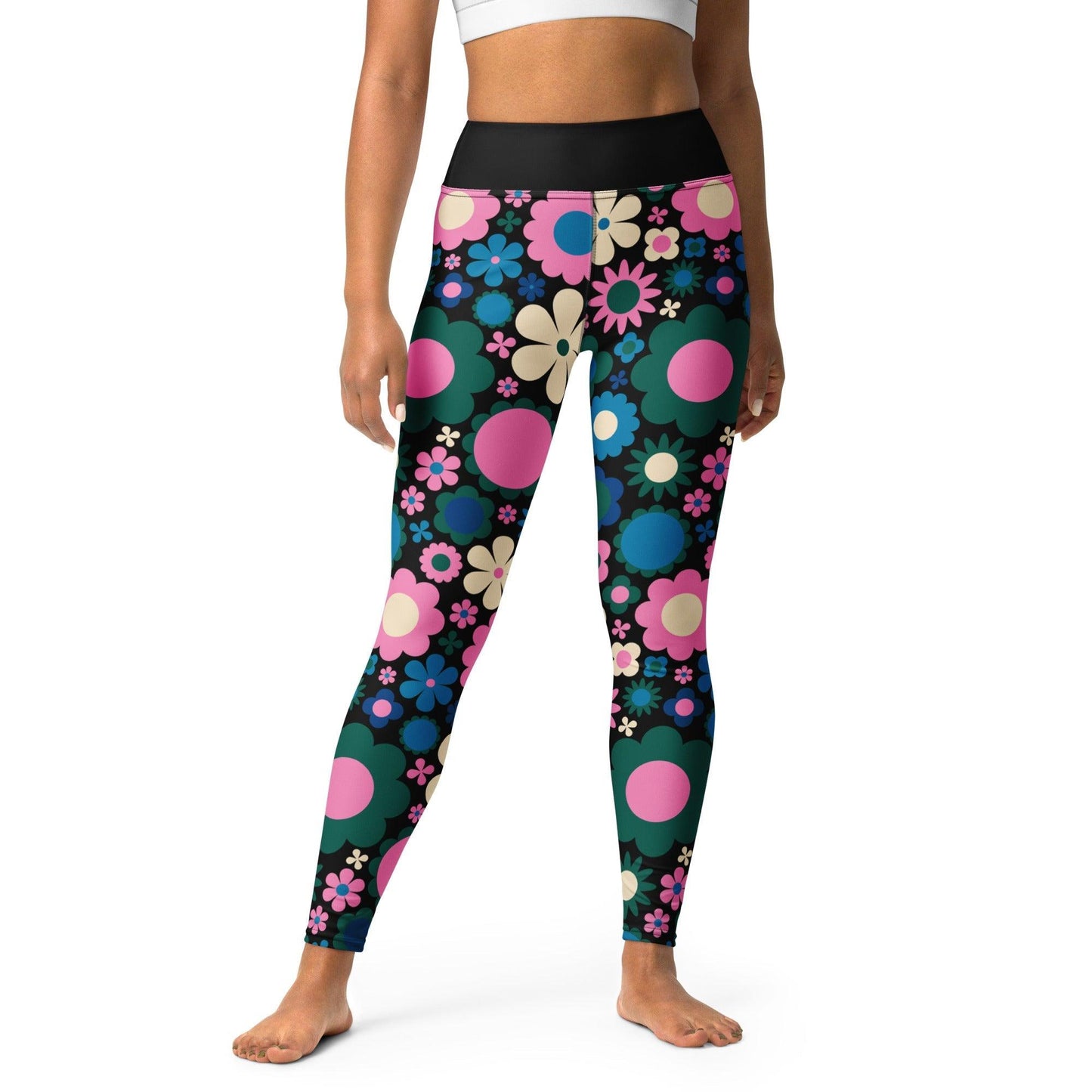 BLOOMPOP blue pink -2- Yoga Leggings