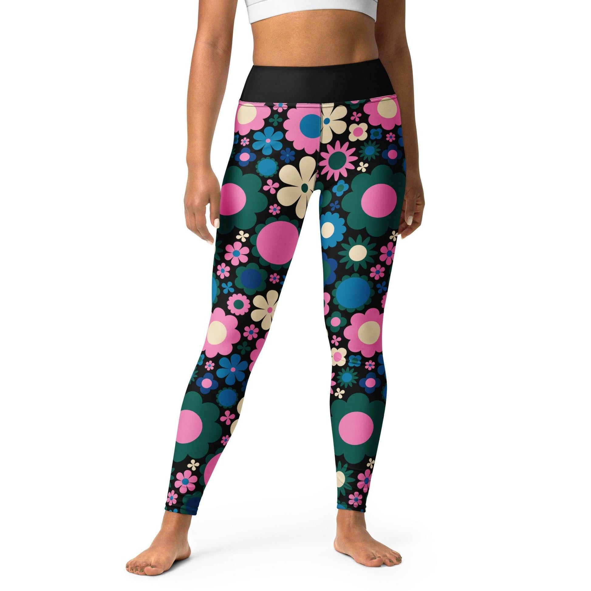 BLOOMPOP blue pink -2- Yoga Leggings